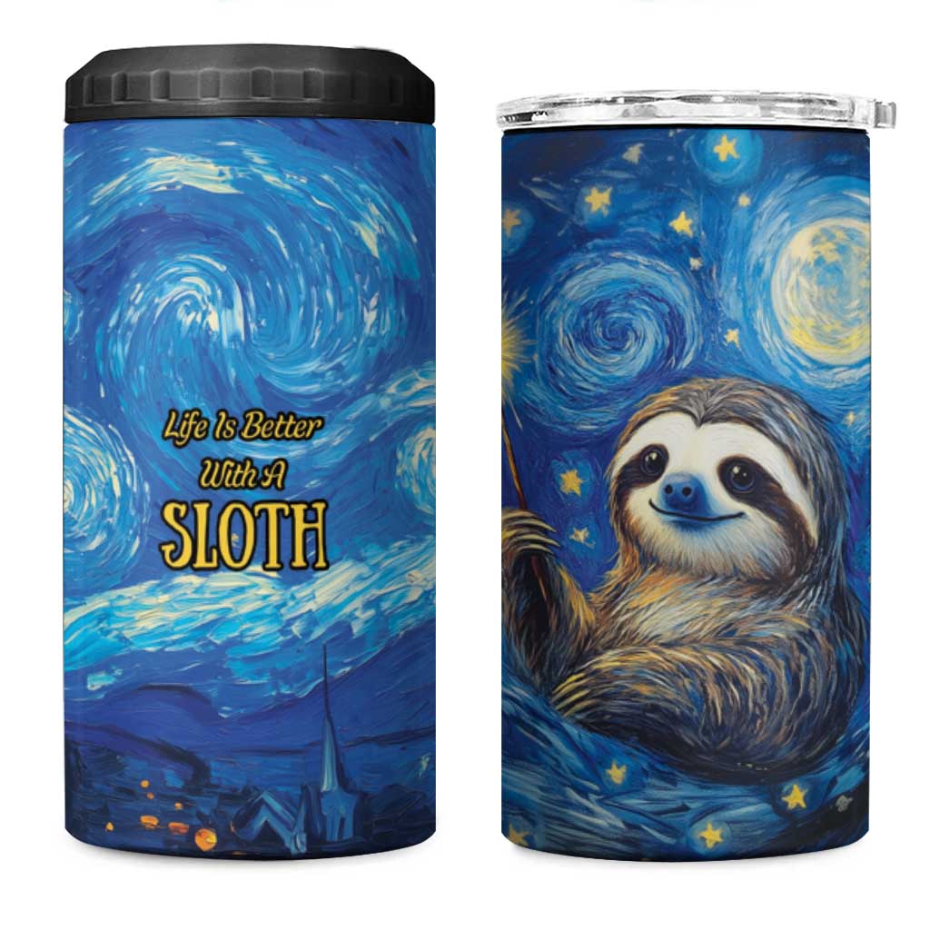 Sloth Life Is The Best Life 4 in 1 Can Cooler Tumbler with Starry Night Sky LT9 - Wonder Print Shop