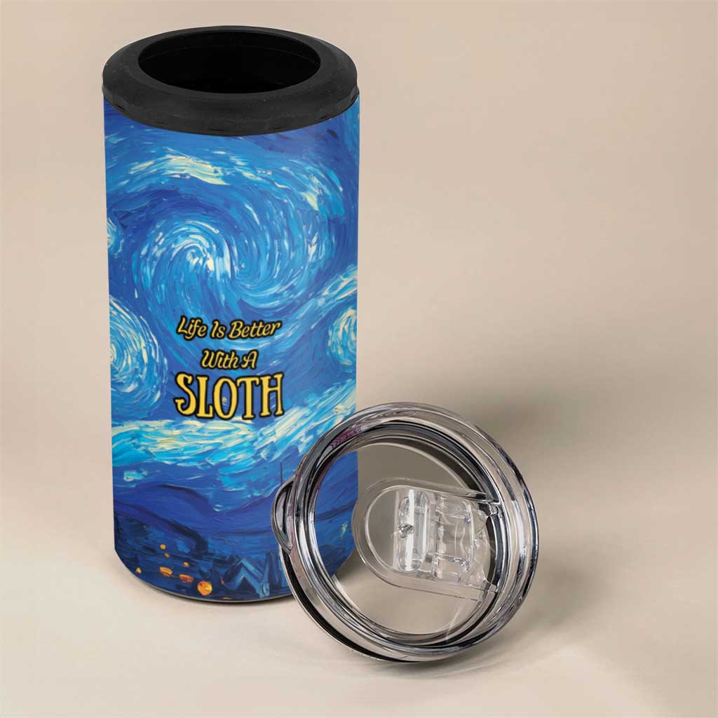 Sloth Life Is The Best Life 4 in 1 Can Cooler Tumbler with Starry Night Sky LT9 - Wonder Print Shop