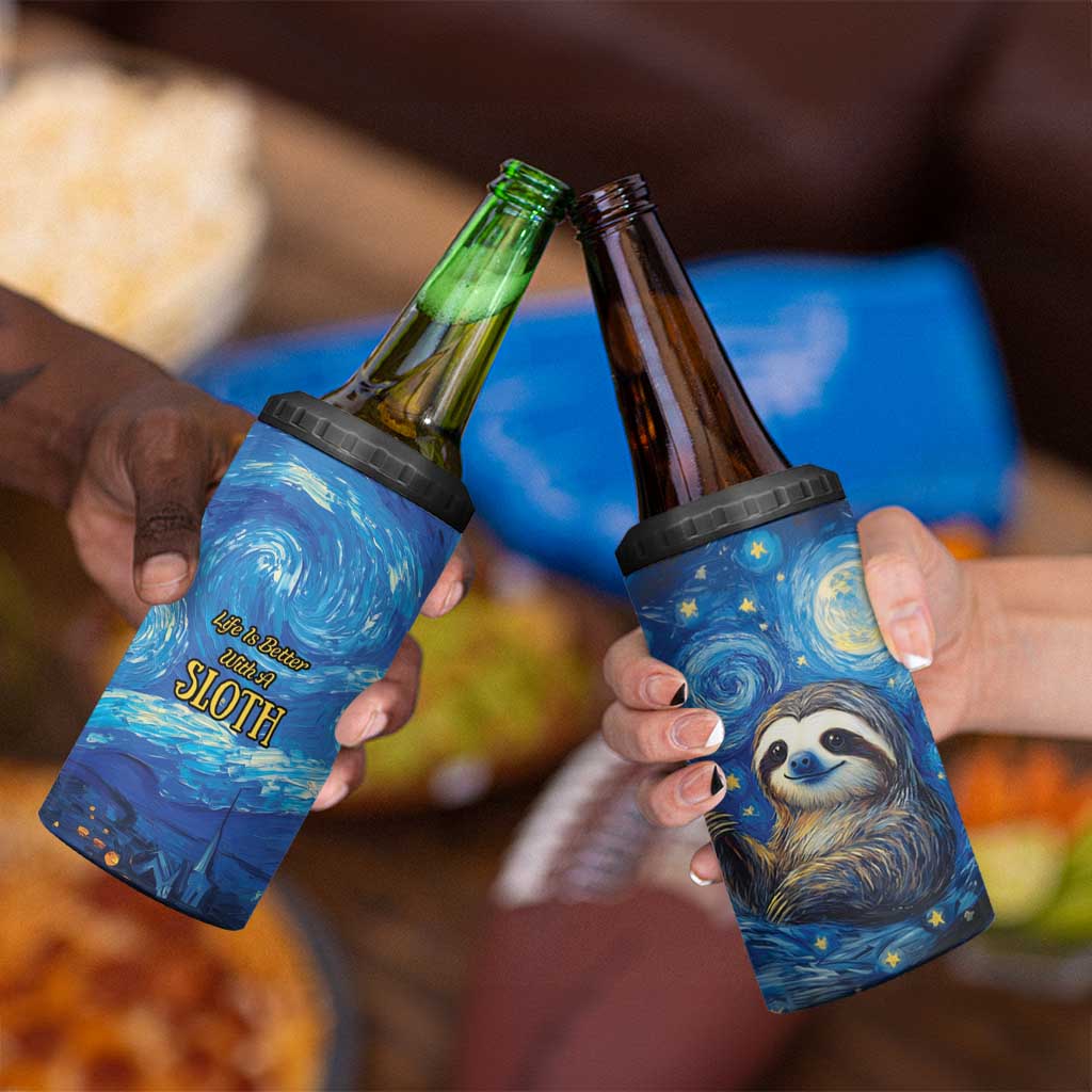 Sloth Life Is The Best Life 4 in 1 Can Cooler Tumbler with Starry Night Sky LT9 - Wonder Print Shop