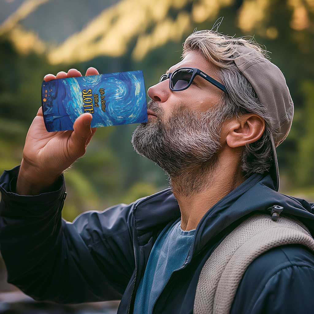 Sloth Life Is The Best Life 4 in 1 Can Cooler Tumbler with Starry Night Sky LT9 - Wonder Print Shop