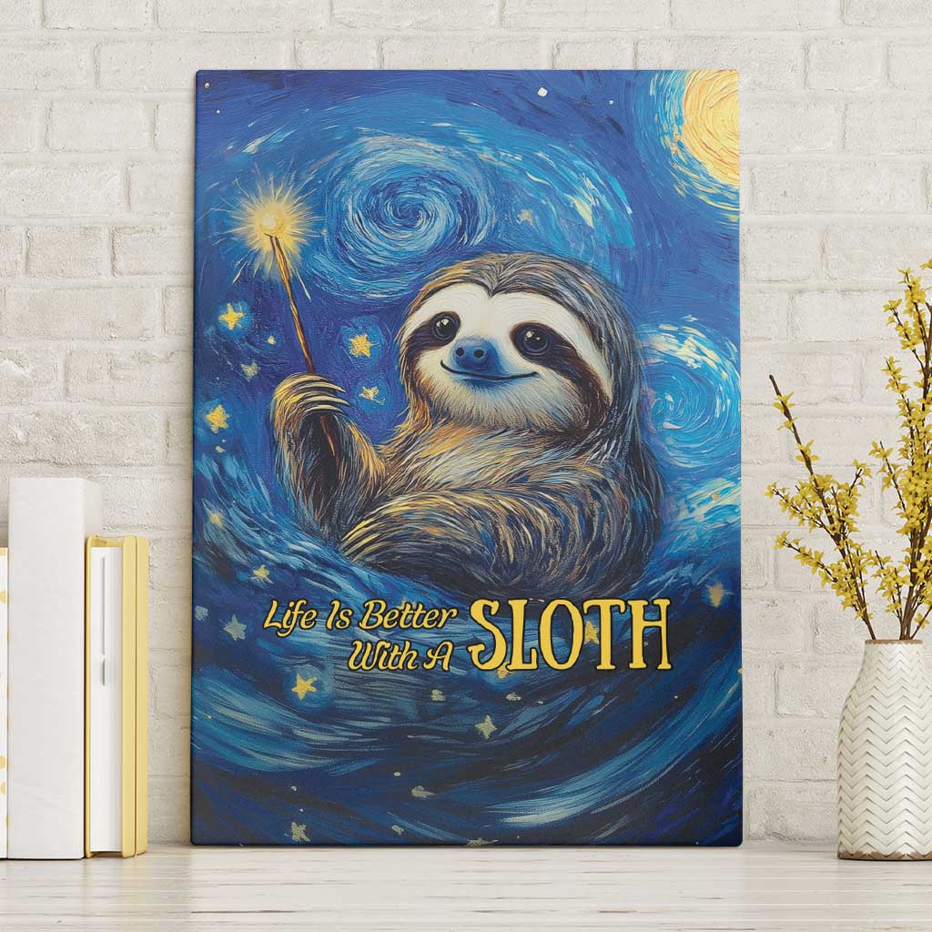 Sloth Life Is The Best Life Canvas Wall Art with Starry Night Sky LT9 - Wonder Print Shop