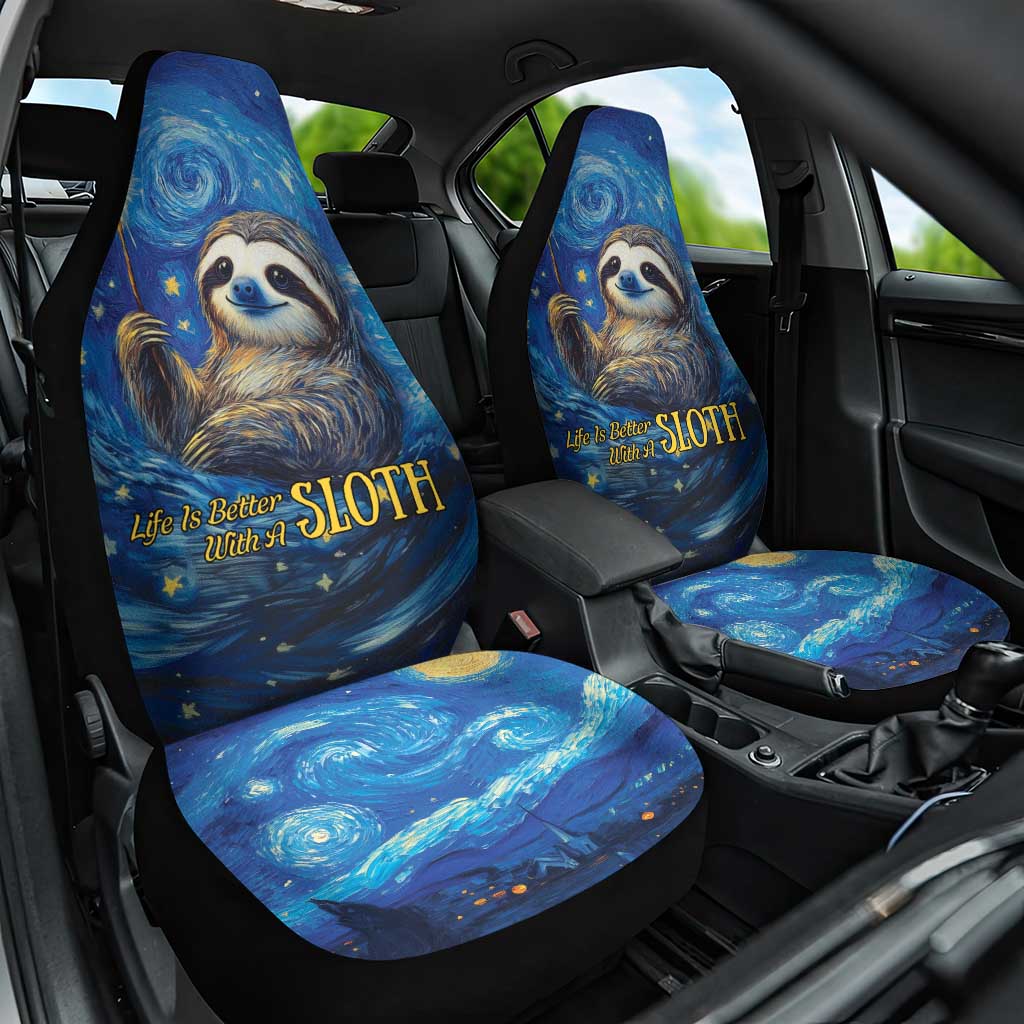Sloth Life Is The Best Life Car Seat Cover with Starry Night Sky LT9 - Wonder Print Shop