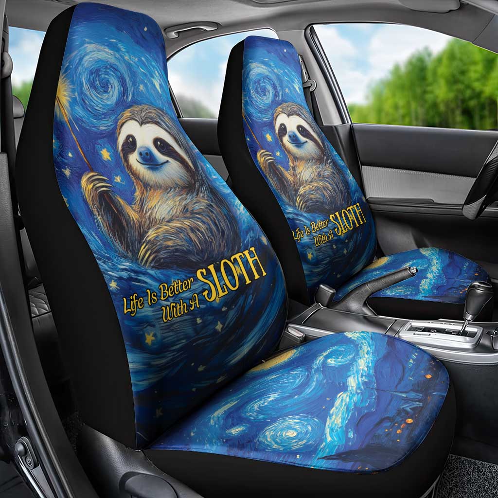 Sloth Life Is The Best Life Car Seat Cover with Starry Night Sky LT9 - Wonder Print Shop