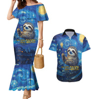 Sloth Life Is The Best Life Couples Matching Mermaid Dress and Hawaiian Shirt with Starry Night Sky LT9 - Wonder Print Shop