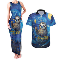 Sloth Life Is The Best Life Couples Matching Tank Maxi Dress and Hawaiian Shirt with Starry Night Sky LT9 - Wonder Print Shop