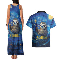Sloth Life Is The Best Life Couples Matching Tank Maxi Dress and Hawaiian Shirt with Starry Night Sky LT9 - Wonder Print Shop