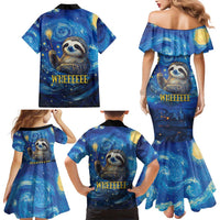 Sloth Life Is The Best Life Family Matching Mermaid Dress and Hawaiian Shirt with Starry Night Sky LT9 - Wonder Print Shop
