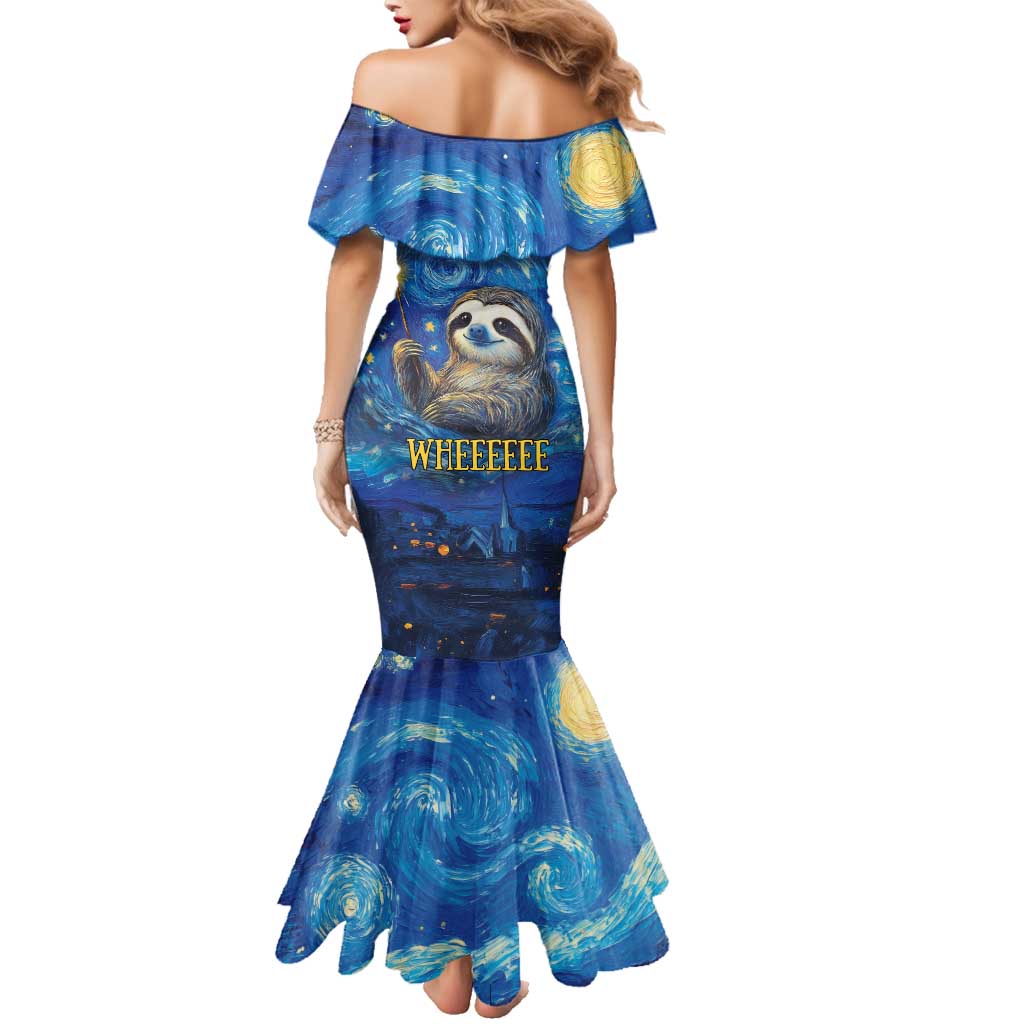 Sloth Life Is The Best Life Family Matching Mermaid Dress and Hawaiian Shirt with Starry Night Sky LT9 - Wonder Print Shop