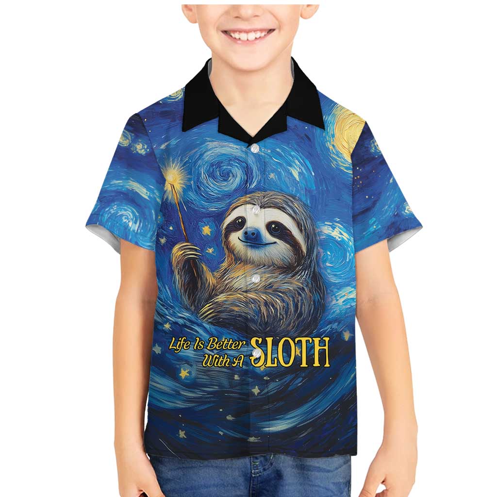 Sloth Life Is The Best Life Family Matching Mermaid Dress and Hawaiian Shirt with Starry Night Sky LT9 - Wonder Print Shop