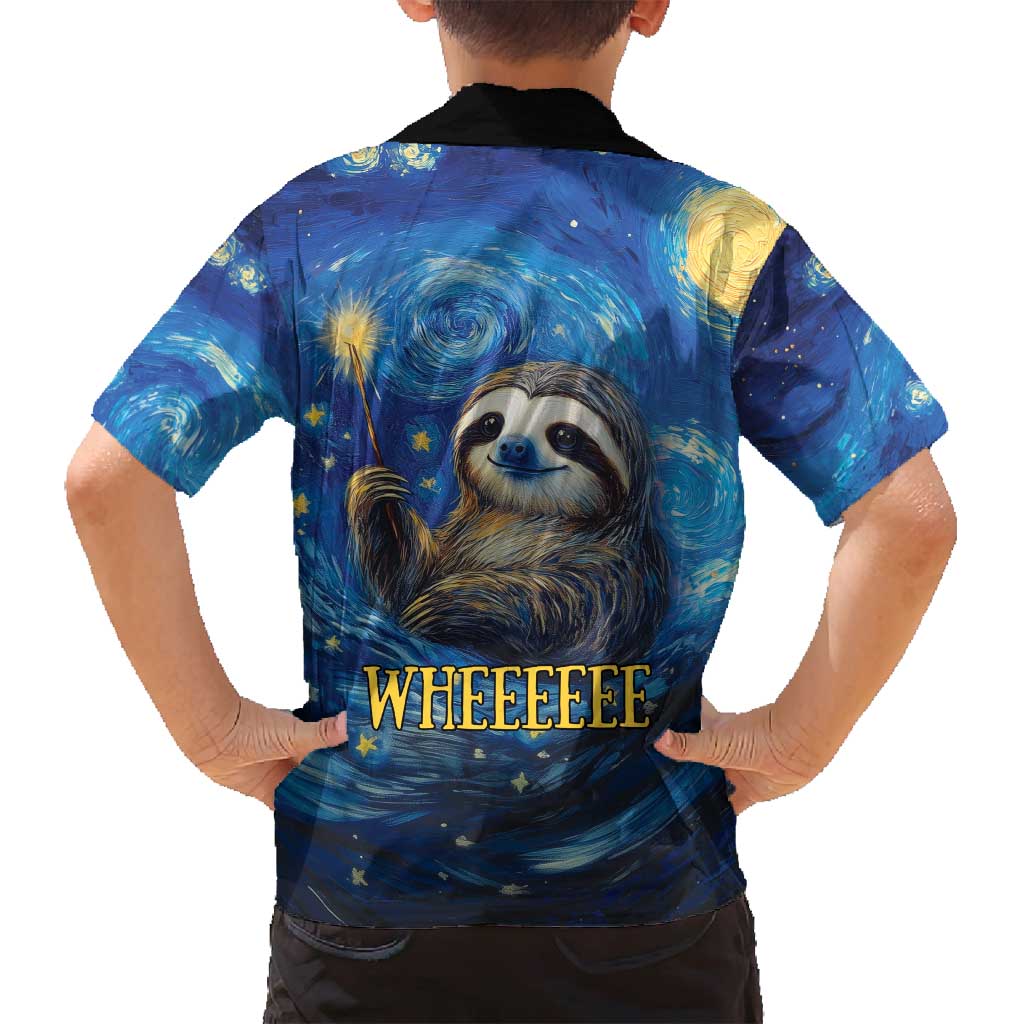 Sloth Life Is The Best Life Family Matching Off Shoulder Maxi Dress and Hawaiian Shirt with Starry Night Sky LT9 - Wonder Print Shop