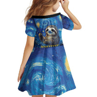 Sloth Life Is The Best Life Family Matching Off Shoulder Maxi Dress and Hawaiian Shirt with Starry Night Sky LT9 - Wonder Print Shop