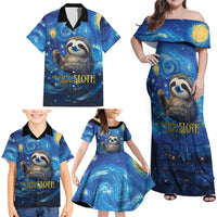 Sloth Life Is The Best Life Family Matching Off Shoulder Maxi Dress and Hawaiian Shirt with Starry Night Sky LT9 - Wonder Print Shop