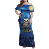 Sloth Life Is The Best Life Family Matching Off Shoulder Maxi Dress and Hawaiian Shirt with Starry Night Sky LT9 - Wonder Print Shop
