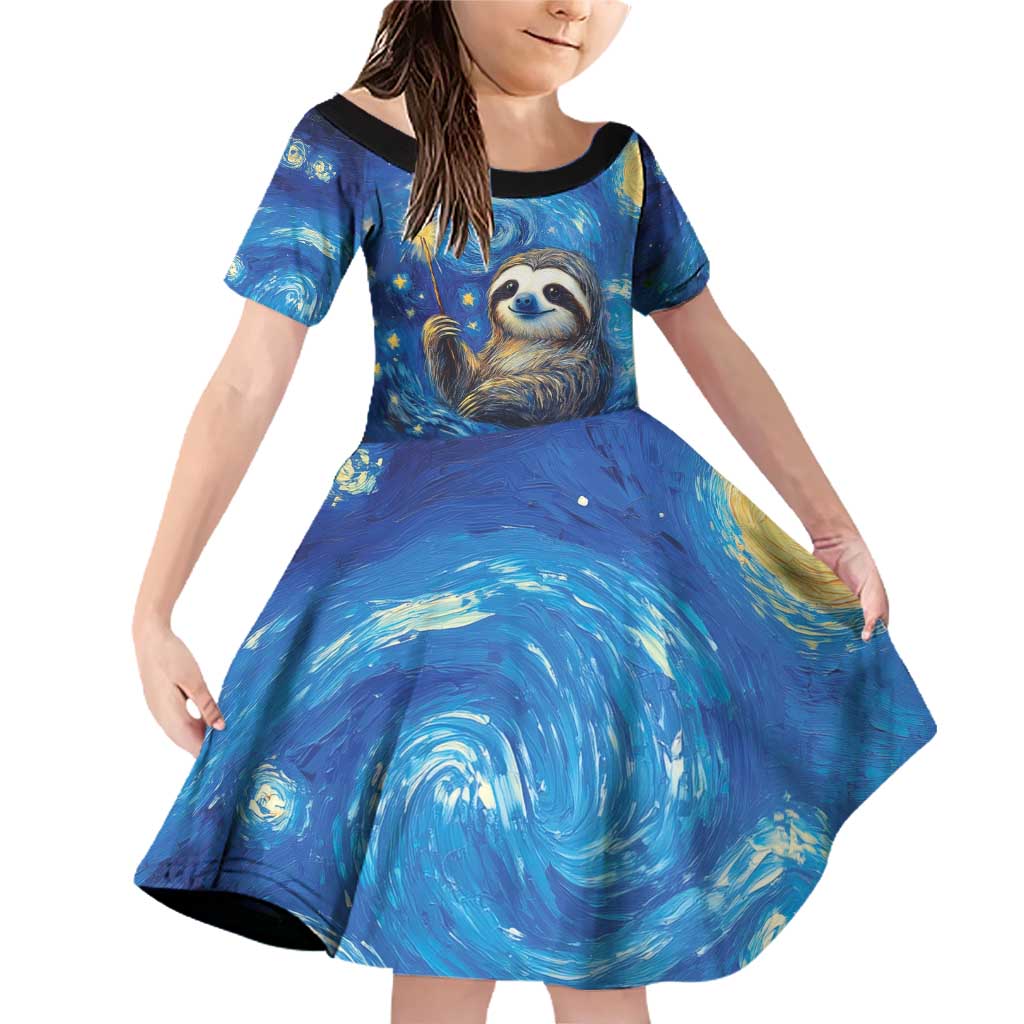 Sloth Life Is The Best Life Family Matching Off Shoulder Short Dress and Hawaiian Shirt with Starry Night Sky LT9 - Wonder Print Shop