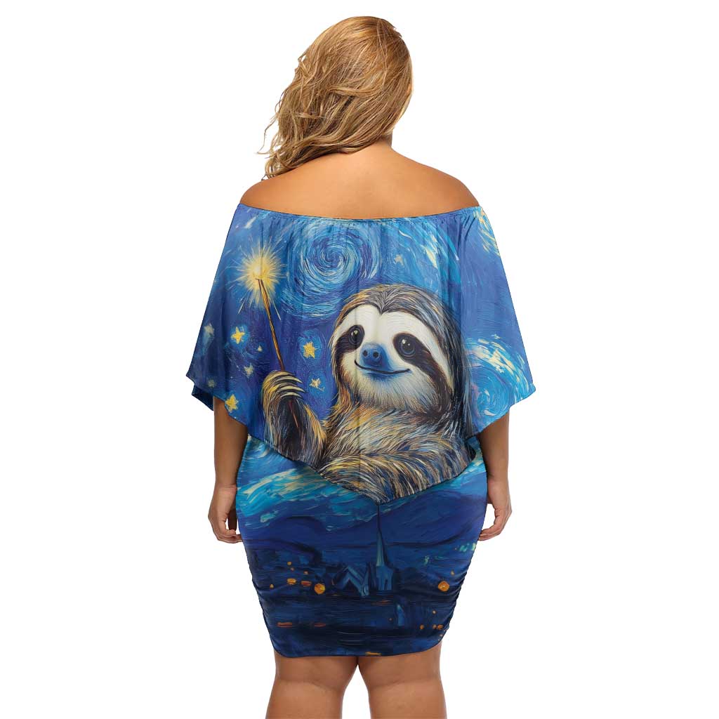 Sloth Life Is The Best Life Family Matching Off Shoulder Short Dress and Hawaiian Shirt with Starry Night Sky LT9 - Wonder Print Shop