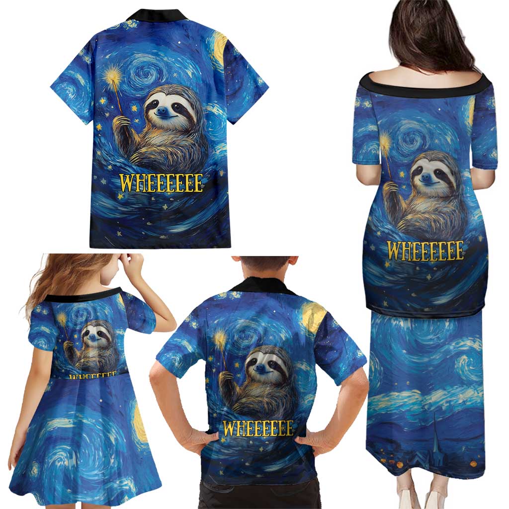 Sloth Life Is The Best Life Family Matching Puletasi and Hawaiian Shirt with Starry Night Sky - Wonder Print Shop
