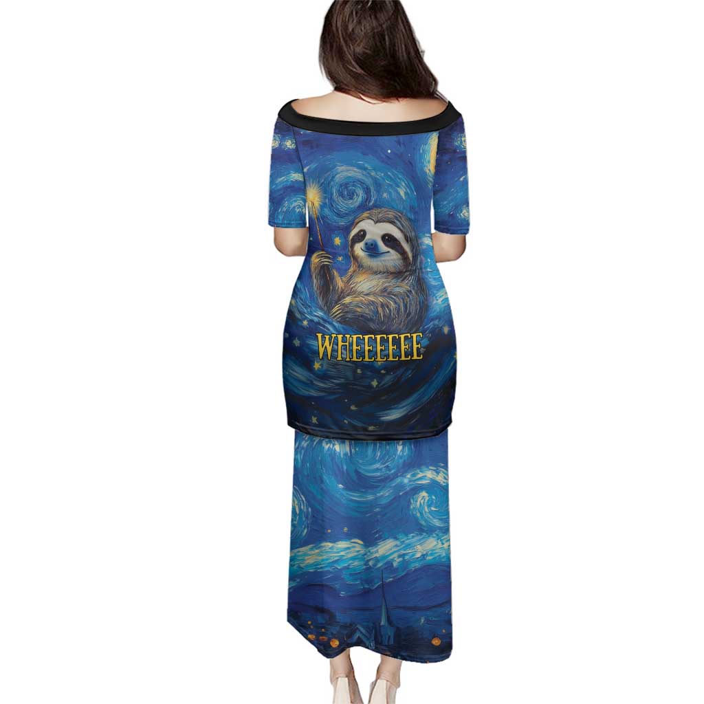 Sloth Life Is The Best Life Family Matching Puletasi and Hawaiian Shirt with Starry Night Sky - Wonder Print Shop