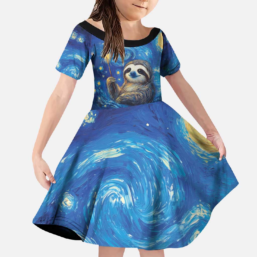 Sloth Life Is The Best Life Family Matching Short Sleeve Bodycon Dress and Hawaiian Shirt with Starry Night Sky - Wonder Print Shop