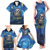 Sloth Life Is The Best Life Family Matching Tank Maxi Dress and Hawaiian Shirt with Starry Night Sky - Wonder Print Shop