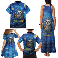 Sloth Life Is The Best Life Family Matching Tank Maxi Dress and Hawaiian Shirt with Starry Night Sky - Wonder Print Shop