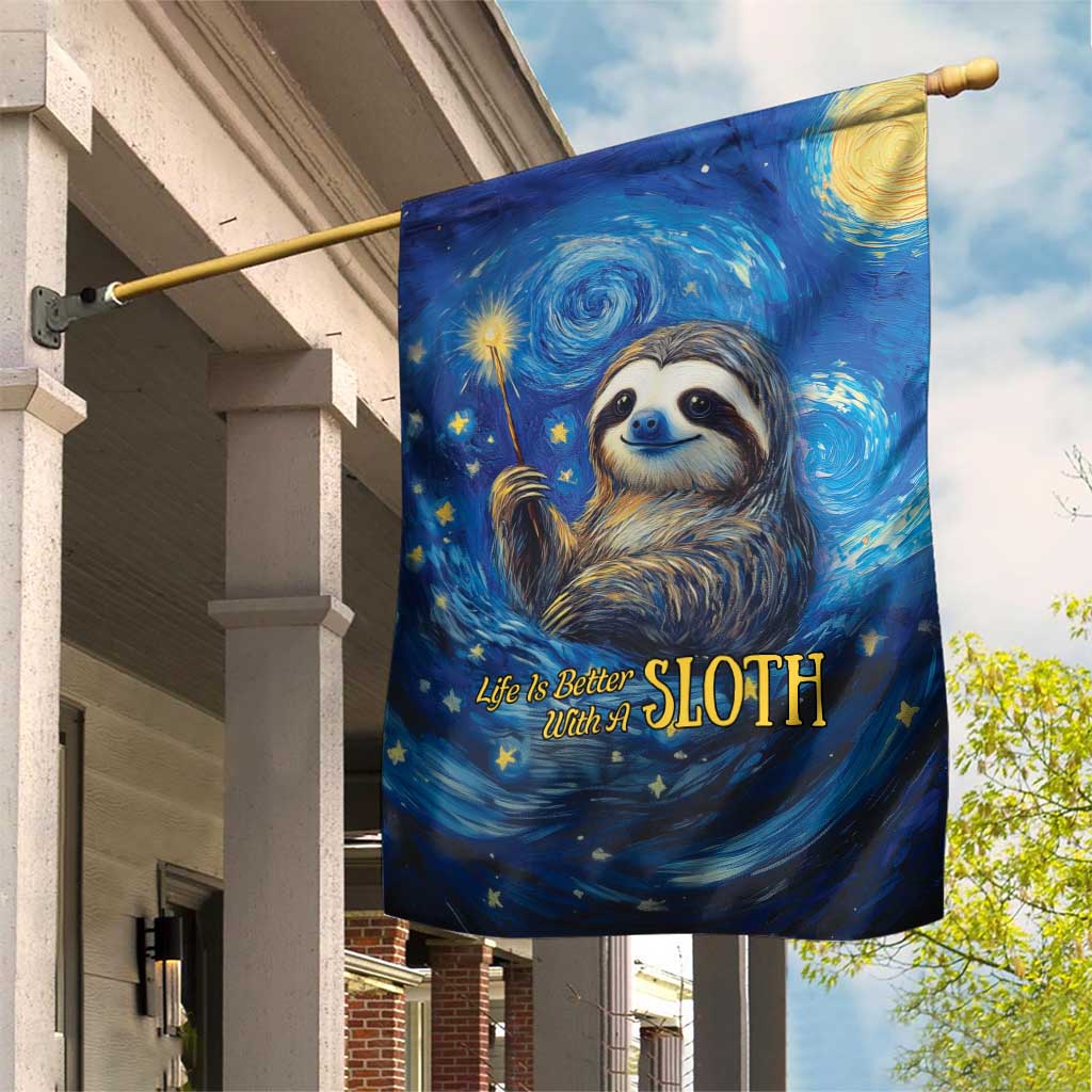Sloth Life Is The Best Life Garden Flag with Starry Night Sky - Wonder Print Shop