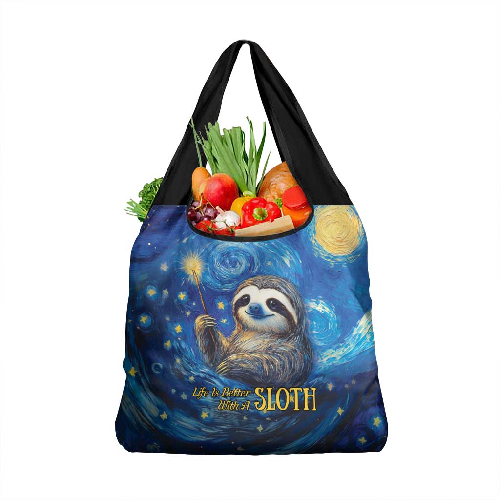 Sloth Life Is The Best Life Grocery Bag with Starry Night Sky