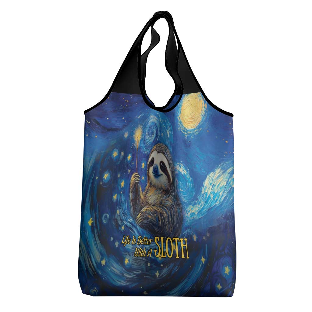 Sloth Life Is The Best Life Grocery Bag with Starry Night Sky