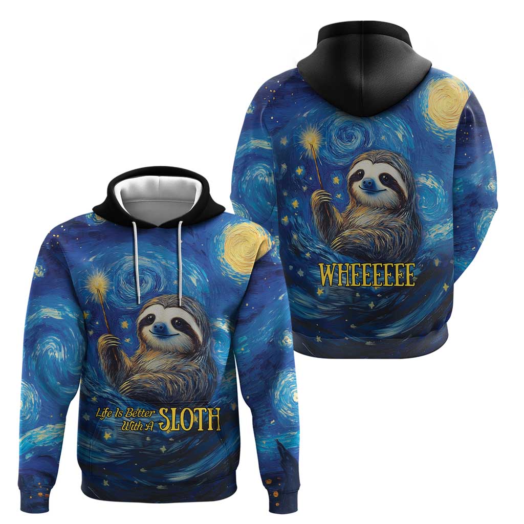 Sloth Life Is The Best Life Hoodie with Starry Night Sky - Wonder Print Shop
