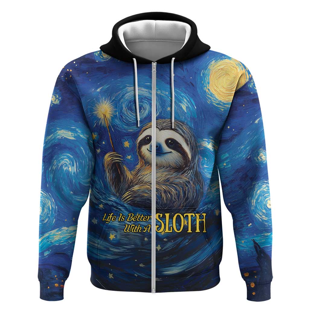Sloth Life Is The Best Life Hoodie with Starry Night Sky - Wonder Print Shop