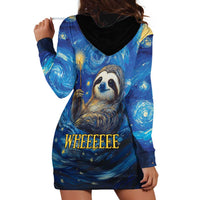 Sloth Life Is The Best Life Hoodie Dress with Starry Night Sky - Wonder Print Shop