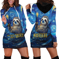 Sloth Life Is The Best Life Hoodie Dress with Starry Night Sky - Wonder Print Shop