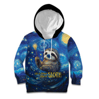 Sloth Life Is The Best Life Kid Hoodie with Starry Night Sky - Wonder Print Shop