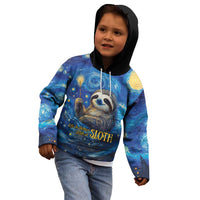 Sloth Life Is The Best Life Kid Hoodie with Starry Night Sky - Wonder Print Shop