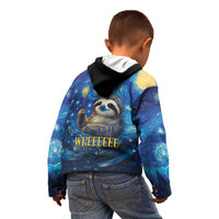 Sloth Life Is The Best Life Kid Hoodie with Starry Night Sky - Wonder Print Shop