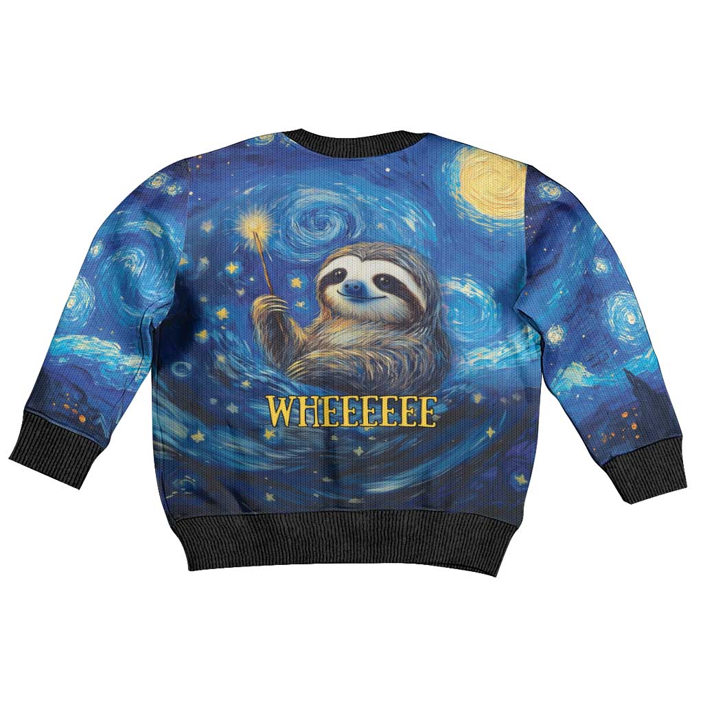 Sloth Life Is The Best Life Kid Ugly Christmas Sweater with Starry Night Sky - Wonder Print Shop