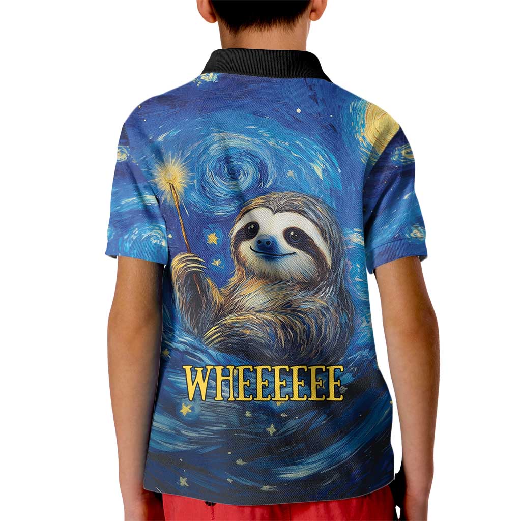 Sloth Life Is The Best Life Kid Polo Shirt with Starry Night Sky - Wonder Print Shop