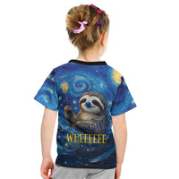 Sloth Life Is The Best Life Kid T Shirt with Starry Night Sky - Wonder Print Shop
