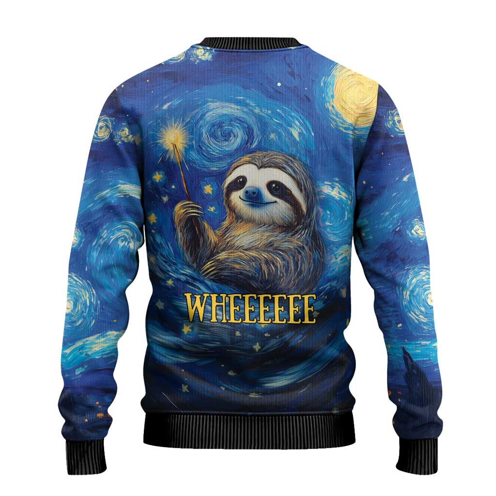 Sloth Life Is The Best Life Ugly Christmas Sweater with Starry Night Sky - Wonder Print Shop
