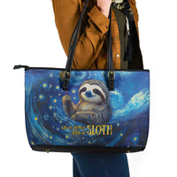 Sloth Life Is The Best Life Leather Tote Bag with Starry Night Sky - Wonder Print Shop