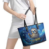 Sloth Life Is The Best Life Leather Tote Bag with Starry Night Sky - Wonder Print Shop