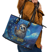 Sloth Life Is The Best Life Leather Tote Bag with Starry Night Sky - Wonder Print Shop