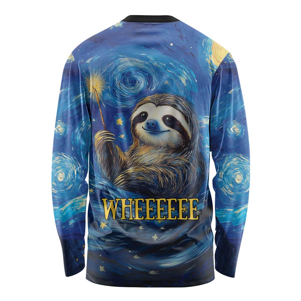 Sloth Life Is The Best Life Long Sleeve Shirt with Starry Night Sky - Wonder Print Shop