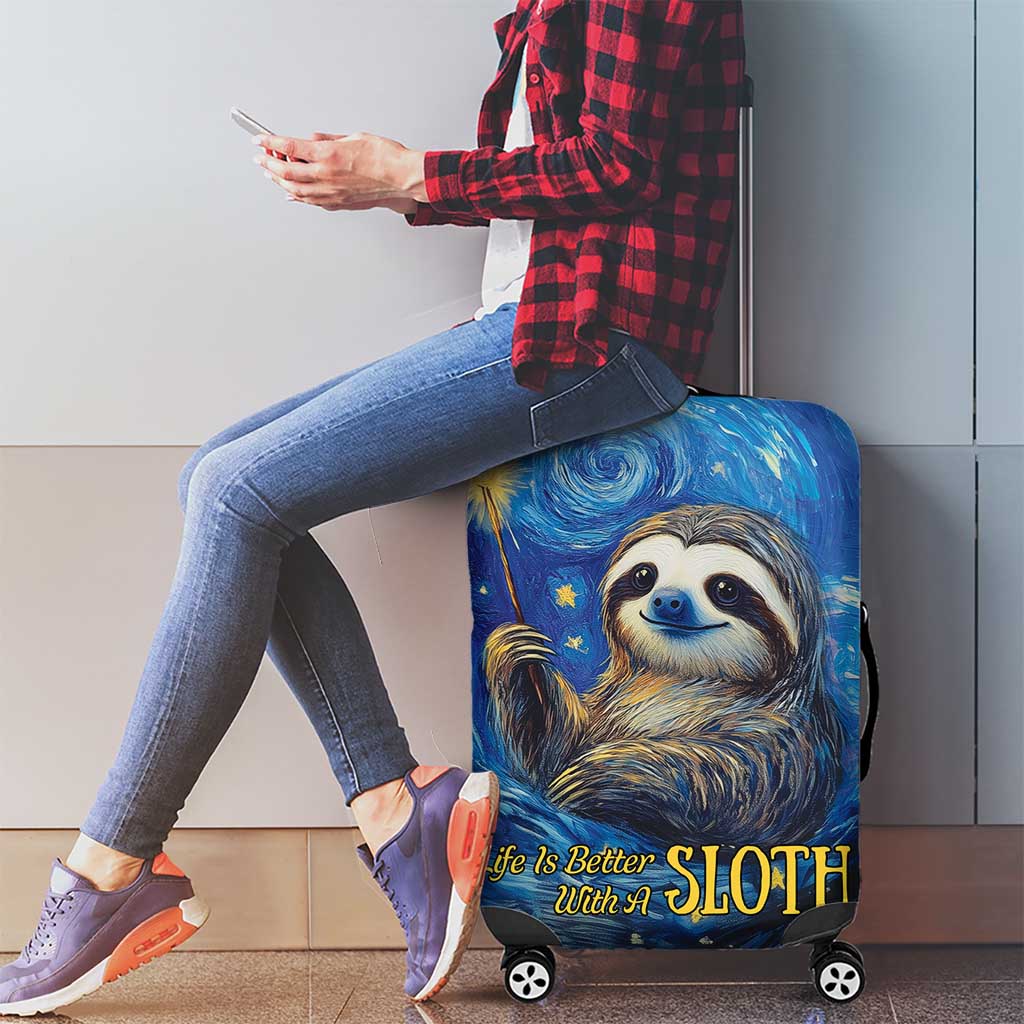 Sloth Life Is The Best Life Luggage Cover with Starry Night Sky - Wonder Print Shop