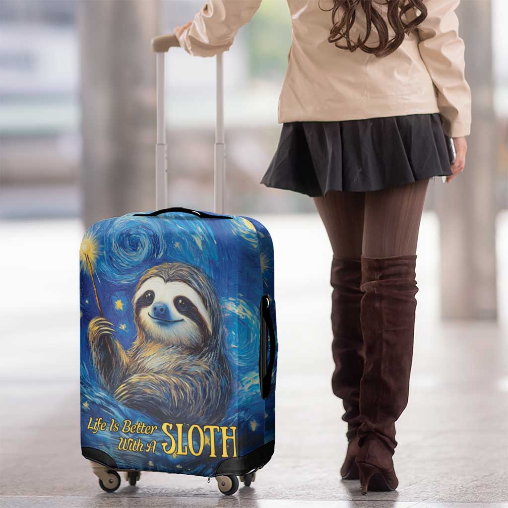 Sloth Life Is The Best Life Luggage Cover with Starry Night Sky - Wonder Print Shop