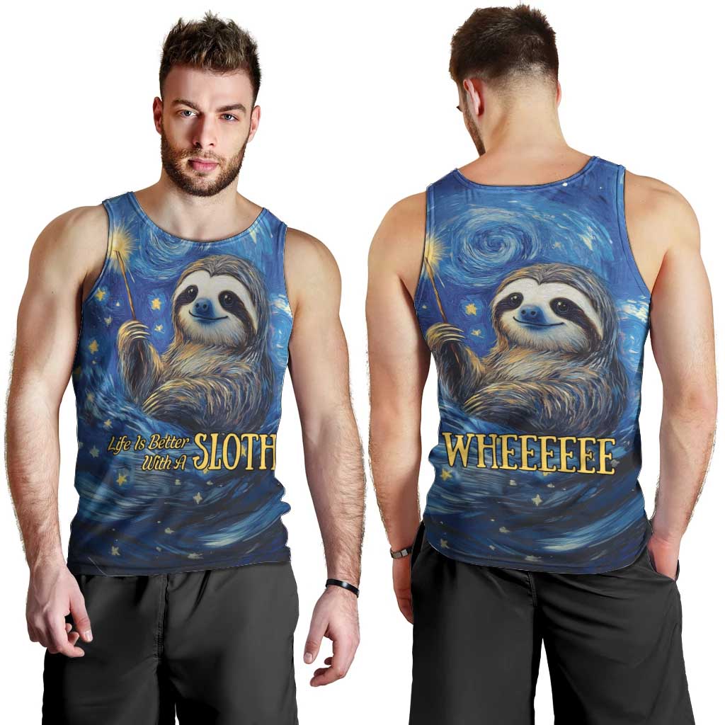 Sloth Life Is The Best Life Men Tank Top with Starry Night Sky - Wonder Print Shop