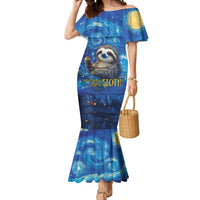 Sloth Life Is The Best Life Mermaid Dress with Starry Night Sky - Wonder Print Shop