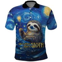 Sloth Life Is The Best Life Polo Shirt with Starry Night Sky - Wonder Print Shop