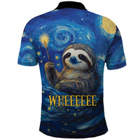 Sloth Life Is The Best Life Polo Shirt with Starry Night Sky - Wonder Print Shop