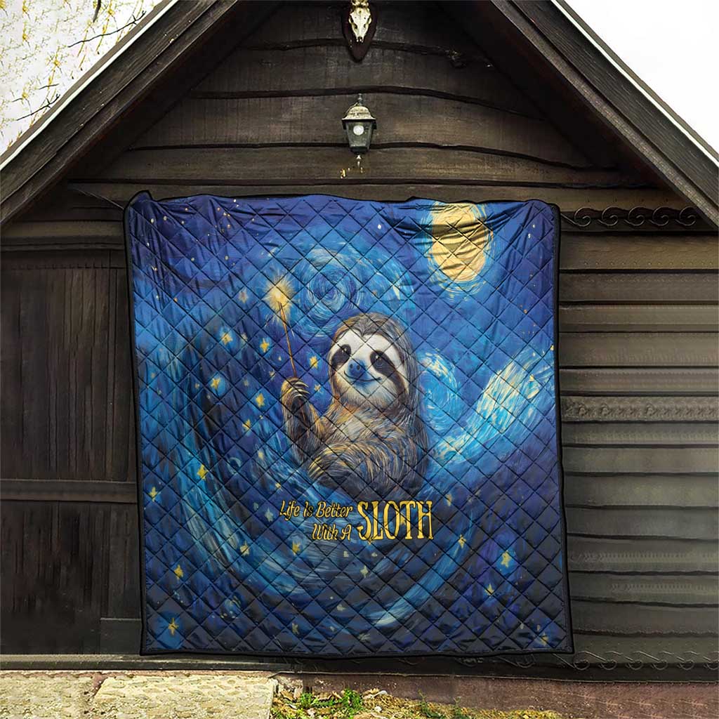 Sloth Life Is The Best Life Quilt with Starry Night Sky - Wonder Print Shop