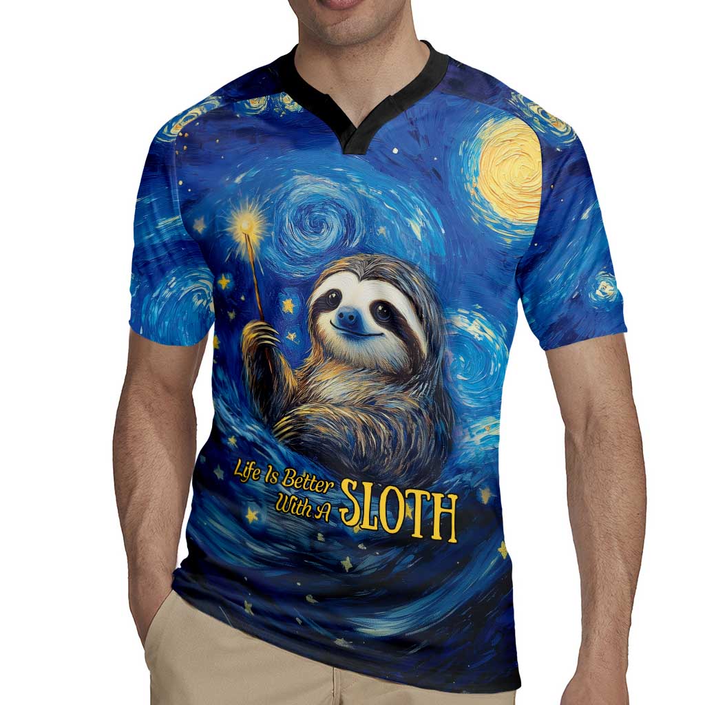 Sloth Life Is The Best Life Rugby Jersey with Starry Night Sky - Wonder Print Shop